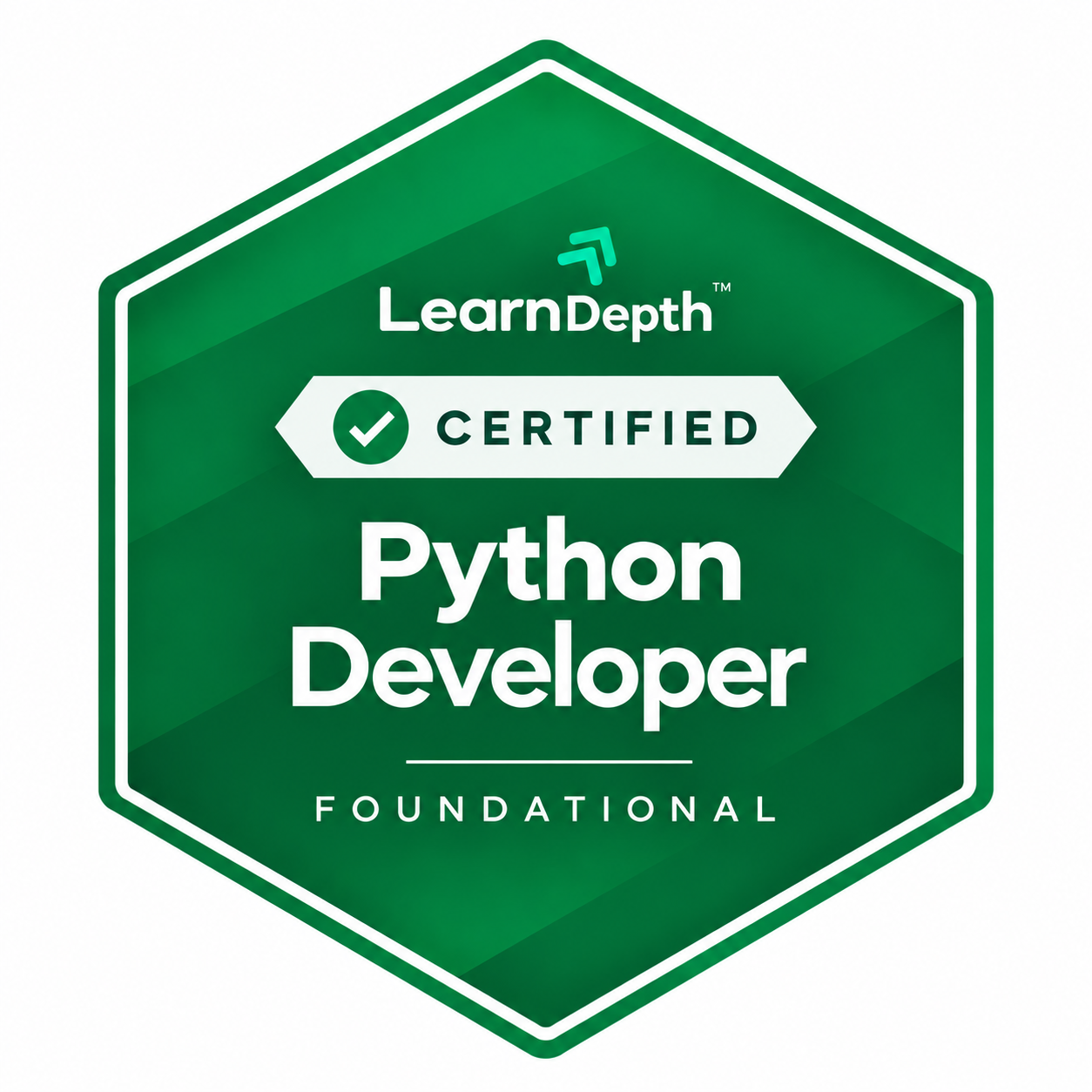 LearnDepth Certified Python Developer Foundational certification badge